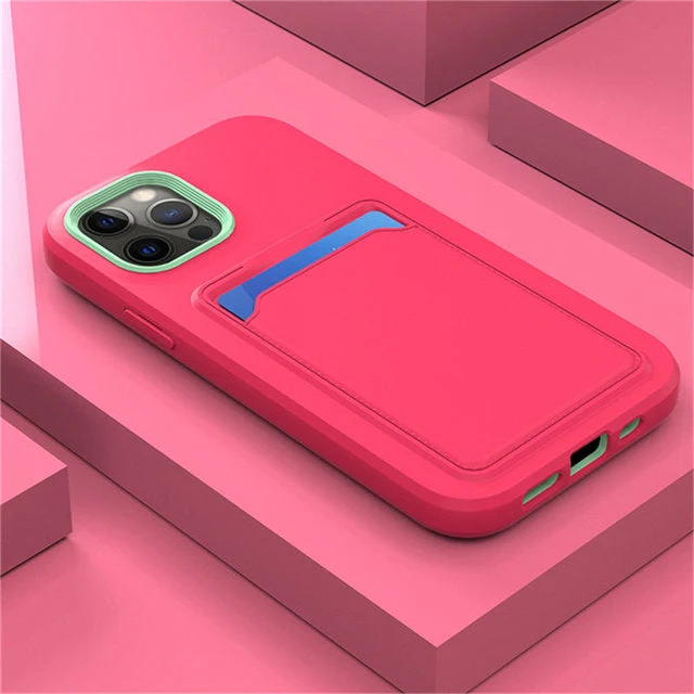 Tweekleurige Siliconen Telefoonhoes met Kaarthouder voor iPhone Bescherming Camera Scherm Stevige Grip | Sansoti