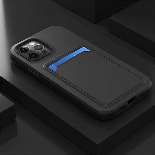 Tweekleurige Siliconen Telefoonhoes met Kaarthouder voor iPhone Bescherming Camera Scherm Stevige Grip | Sansoti