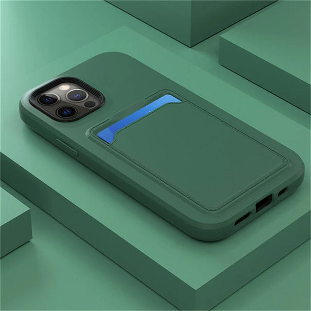 Tweekleurige Siliconen Telefoonhoes met Kaarthouder voor iPhone Bescherming Camera Scherm Stevige Grip | Sansoti