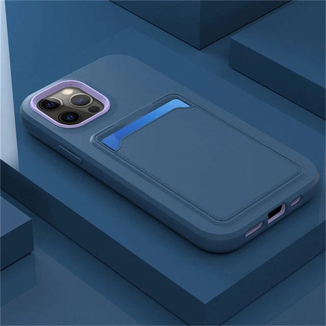 Tweekleurige Siliconen Telefoonhoes met Kaarthouder voor iPhone Bescherming Camera Scherm Stevige Grip | Sansoti