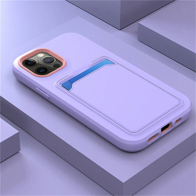 Tweekleurige Siliconen Telefoonhoes met Kaarthouder voor iPhone Bescherming Camera Scherm Stevige Grip | Sansoti