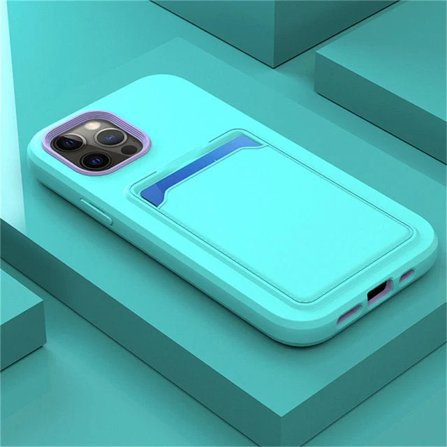 Tweekleurige Siliconen Telefoonhoes met Kaarthouder voor iPhone Bescherming Camera Scherm Stevige Grip | Sansoti