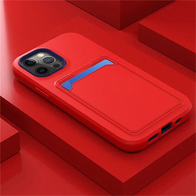 Tweekleurige Siliconen Telefoonhoes met Kaarthouder voor iPhone Bescherming Camera Scherm Stevige Grip | Sansoti