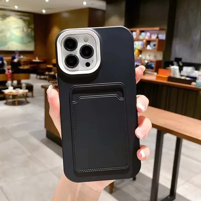 Tweekleurige Siliconen Telefoonhoes met Kaarthouder voor iPhone Bescherming Camera Scherm Stevige Grip | Sansoti