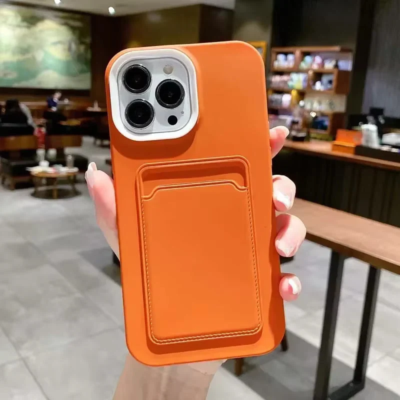 Tweekleurige Siliconen Telefoonhoes met Kaarthouder voor iPhone Bescherming Camera Scherm Stevige Grip | Sansoti