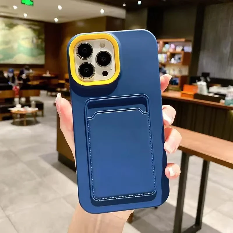 Tweekleurige Siliconen Telefoonhoes met Kaarthouder voor iPhone Bescherming Camera Scherm Stevige Grip | Sansoti