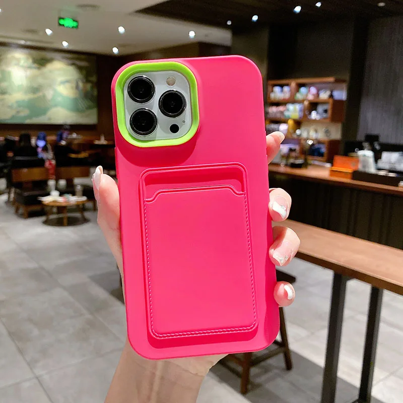 Tweekleurige Siliconen Telefoonhoes met Kaarthouder voor iPhone Bescherming Camera Scherm Stevige Grip | Sansoti