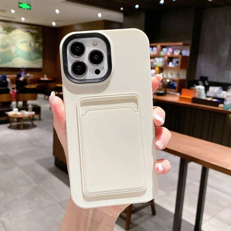 Tweekleurige Siliconen Telefoonhoes met Kaarthouder voor iPhone Bescherming Camera Scherm Stevige Grip | Sansoti