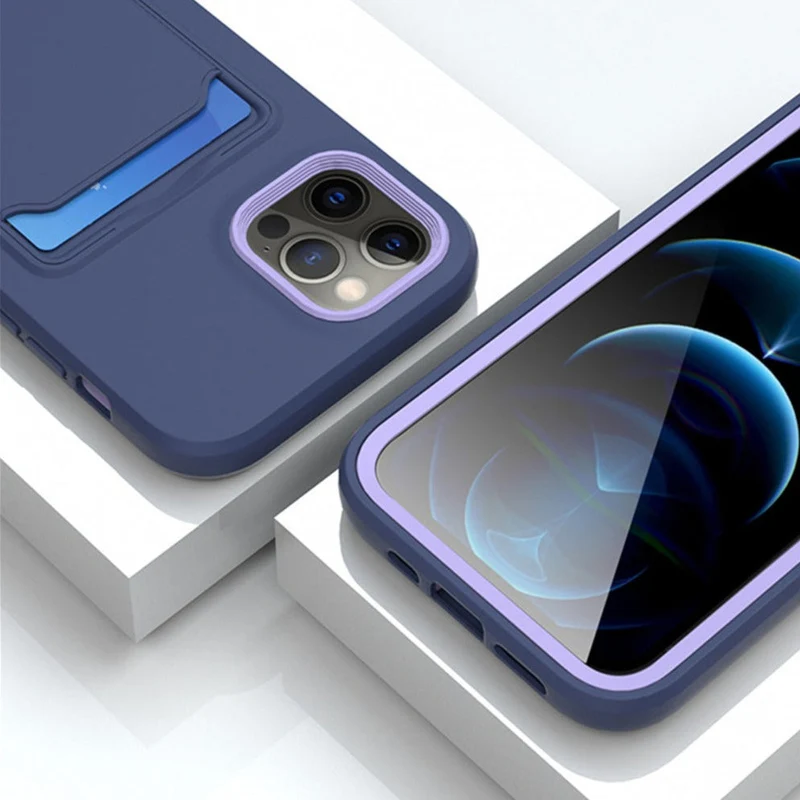Tweekleurige Siliconen Telefoonhoes met Kaarthouder voor iPhone Bescherming Camera Scherm Stevige Grip | Sansoti