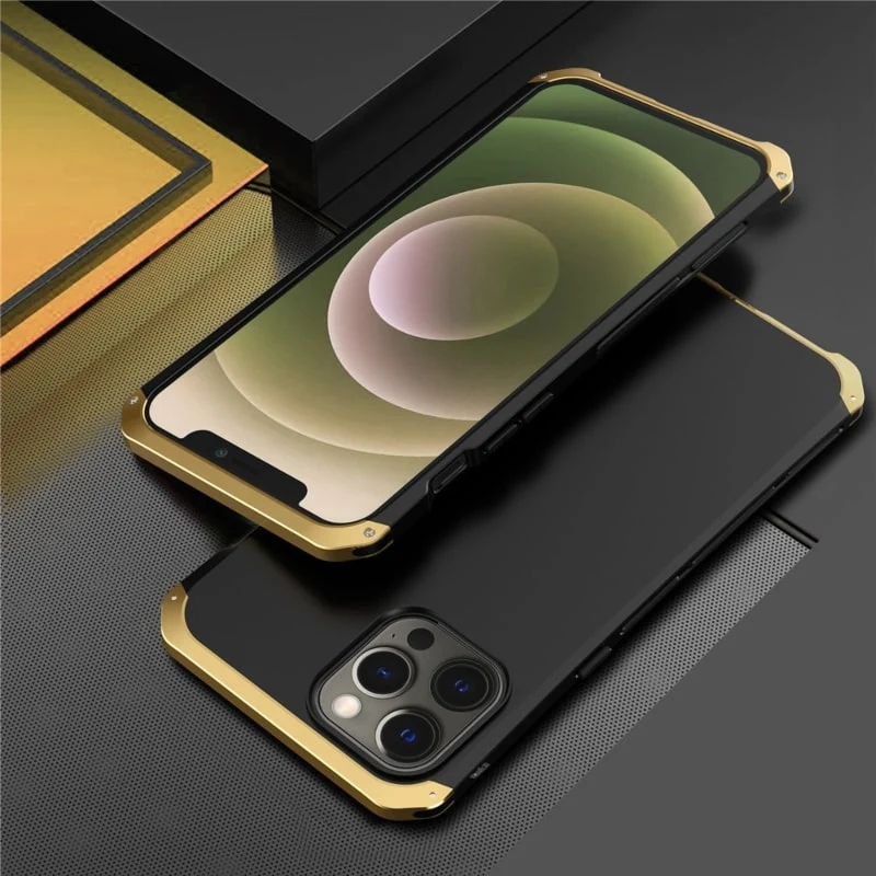 Metalen Pantserhoesje iPhone 14 15 16 Pro Max Valbestendig Camera Bescherming Anti-Vingerafdruk Shockproof | Sansoti