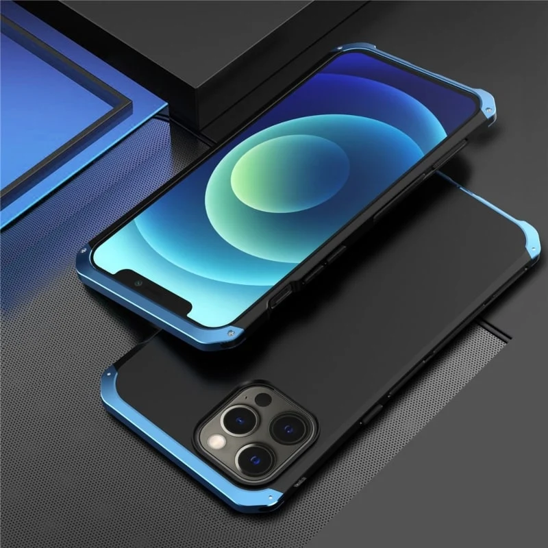 Metalen Pantserhoesje iPhone 14 15 16 Pro Max Valbestendig Camera Bescherming Anti-Vingerafdruk Shockproof | Sansoti