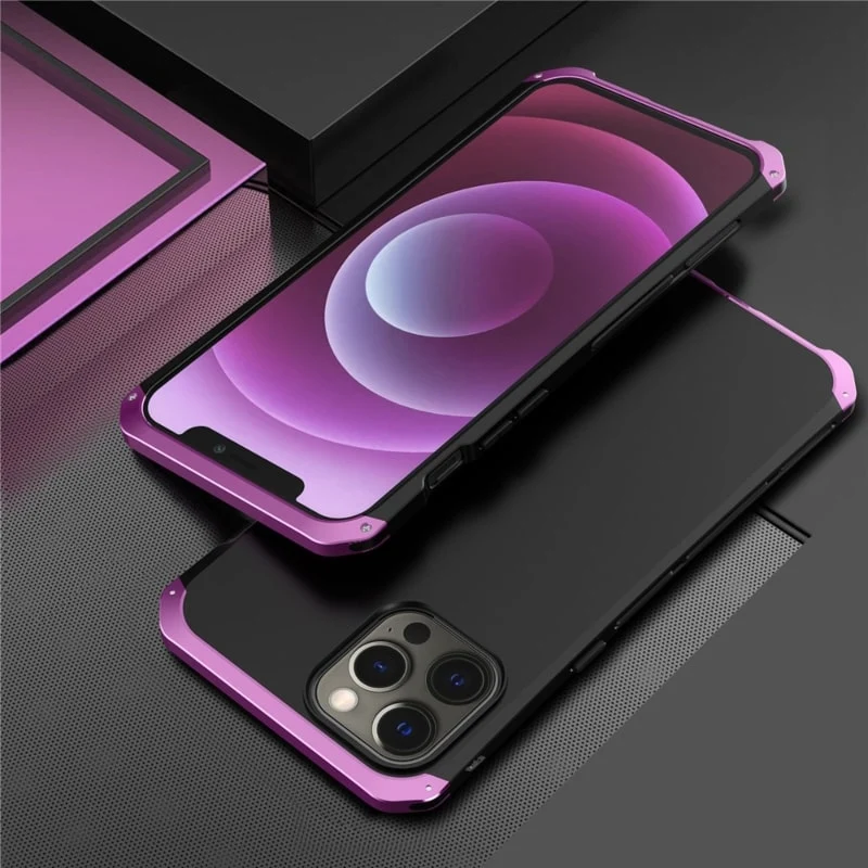 Metalen Pantserhoesje iPhone 14 15 16 Pro Max Valbestendig Camera Bescherming Anti-Vingerafdruk Shockproof | Sansoti