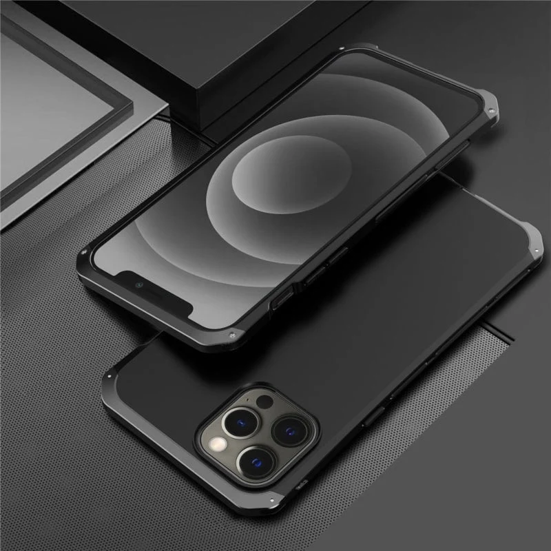 Metalen Pantserhoesje iPhone 14 15 16 Pro Max Valbestendig Camera Bescherming Anti-Vingerafdruk Shockproof | Sansoti