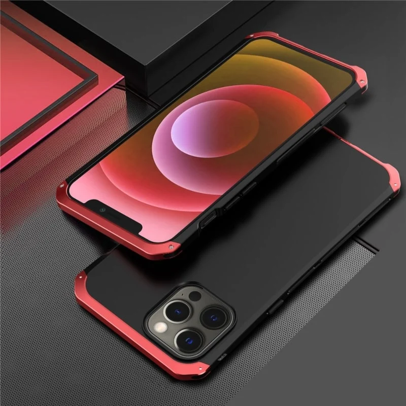Metalen Pantserhoesje iPhone 14 15 16 Pro Max Valbestendig Camera Bescherming Anti-Vingerafdruk Shockproof | Sansoti