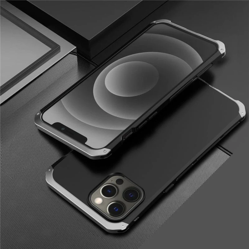 Metalen Pantserhoesje iPhone 14 15 16 Pro Max Valbestendig Camera Bescherming Anti-Vingerafdruk Shockproof | Sansoti