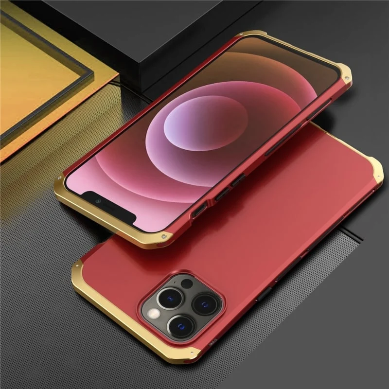 Metalen Pantserhoesje iPhone 14 15 16 Pro Max Valbestendig Camera Bescherming Anti-Vingerafdruk Shockproof | Sansoti