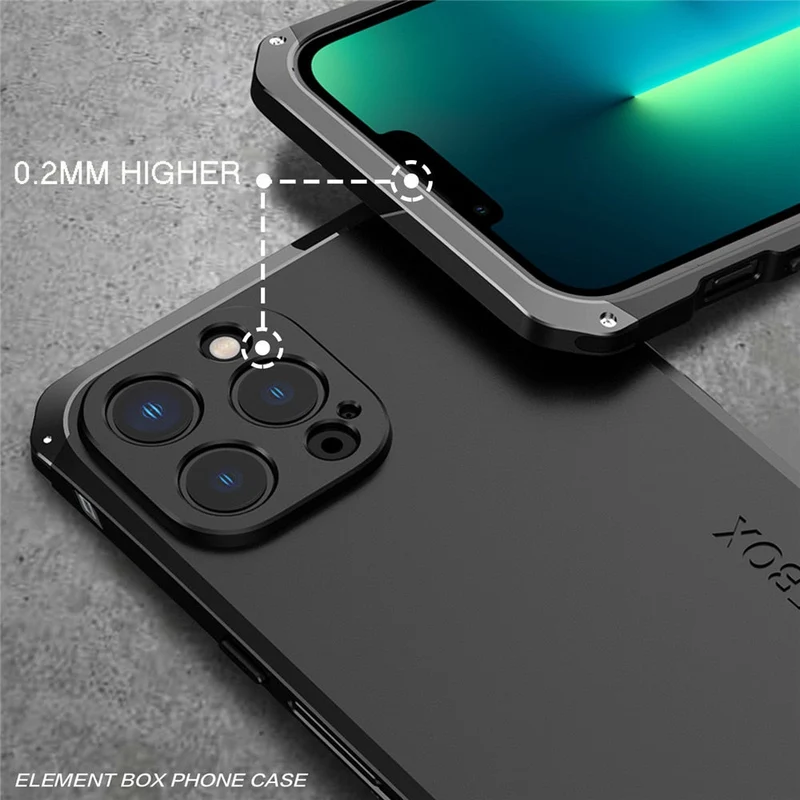 Metalen Pantserhoesje iPhone 14 15 16 Pro Max Valbestendig Camera Bescherming Anti-Vingerafdruk Shockproof | Sansoti