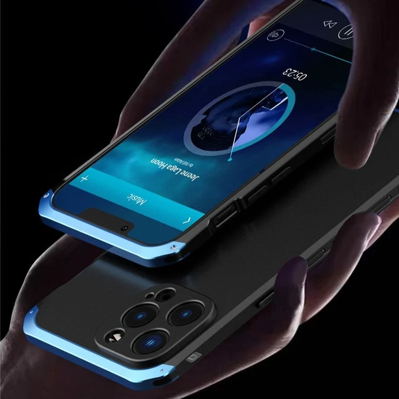 Metalen Pantserhoesje iPhone 14 15 16 Pro Max Valbestendig Camera Bescherming Anti-Vingerafdruk Shockproof | Sansoti