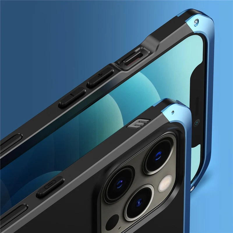 Metalen Pantserhoesje iPhone 14 15 16 Pro Max Valbestendig Camera Bescherming Anti-Vingerafdruk Shockproof | Sansoti