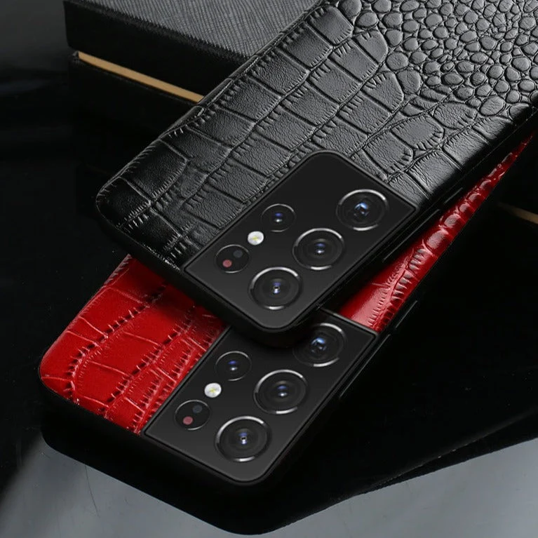 Leren Telefoonhoesje Tweekleurig Design voor Samsung Modellen met Camerabescherming en Schokbestendig | Sansoti