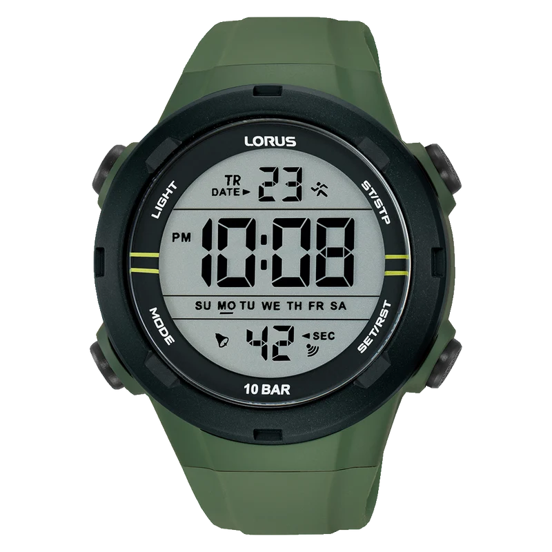Lorus R2305QX9 Herren Sports Digitaluhr Schwarz • 13 Funktionen • 10 ATM