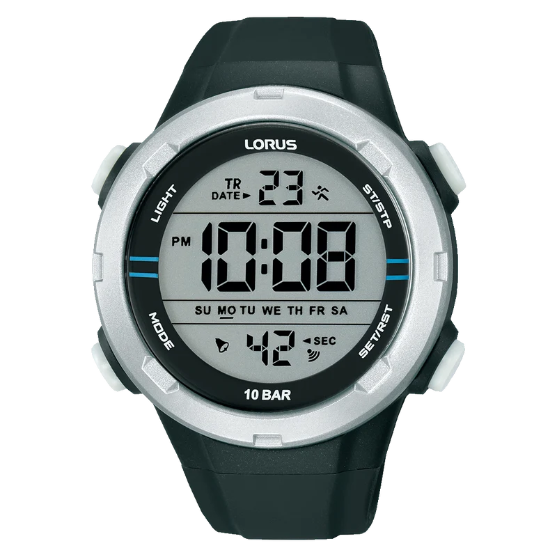 Lorus Sports R2301QX9 Herren Armbanduhr • Digitaluhr mit 13 Funktionen • 10 BAR wasserdicht