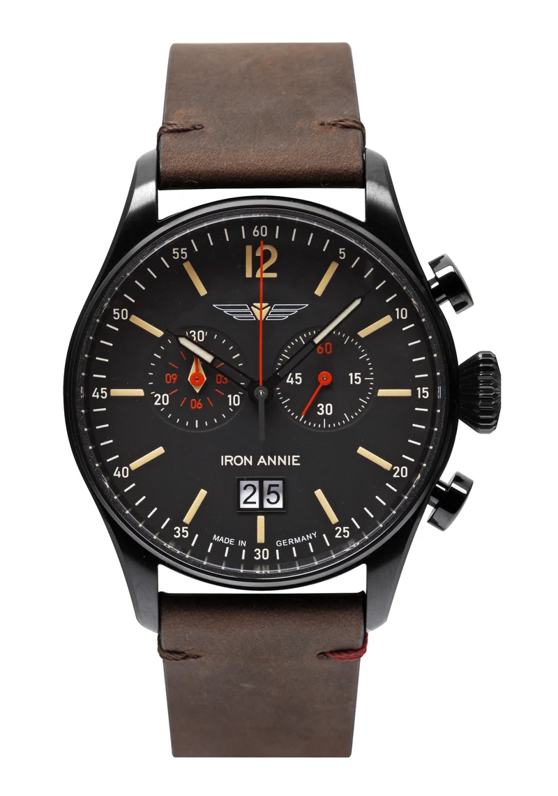 Iron Annie Flight Control 5184-2 Herren Chronograph Schwarz • Quarz-Chronograph • Leuchtziffern & Made in Germany