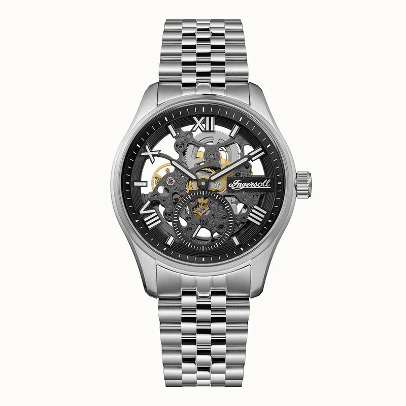 Ingersoll The Maverick I17403 Herrenuhr Silber • Automatikwerk • Skelett-Zifferblatt