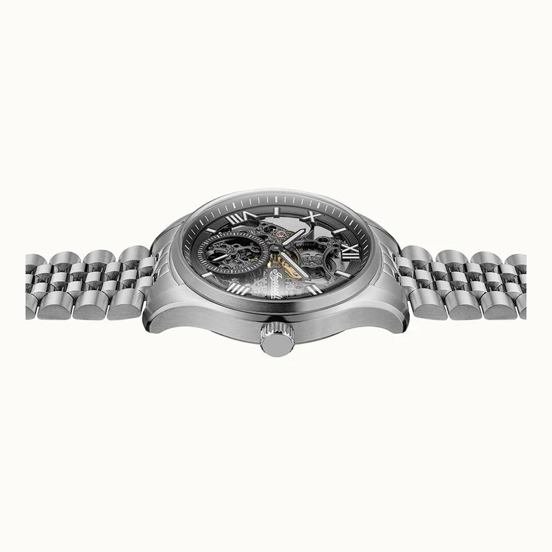 Ingersoll The Maverick I17403 Herrenuhr Silber • Automatikwerk • Skelett-Zifferblatt