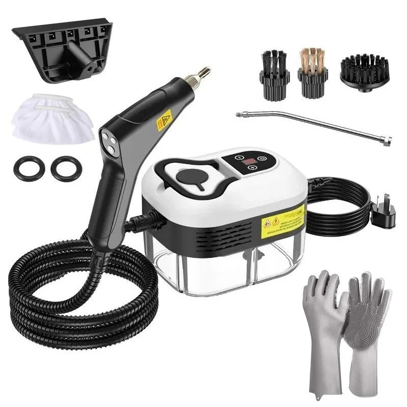 Hogedruk Stoomreiniger 2500W met Handschoenen 6 Standen 5 Opzetstukken voor Auto Huis Keuken Sanitair | Sansoti