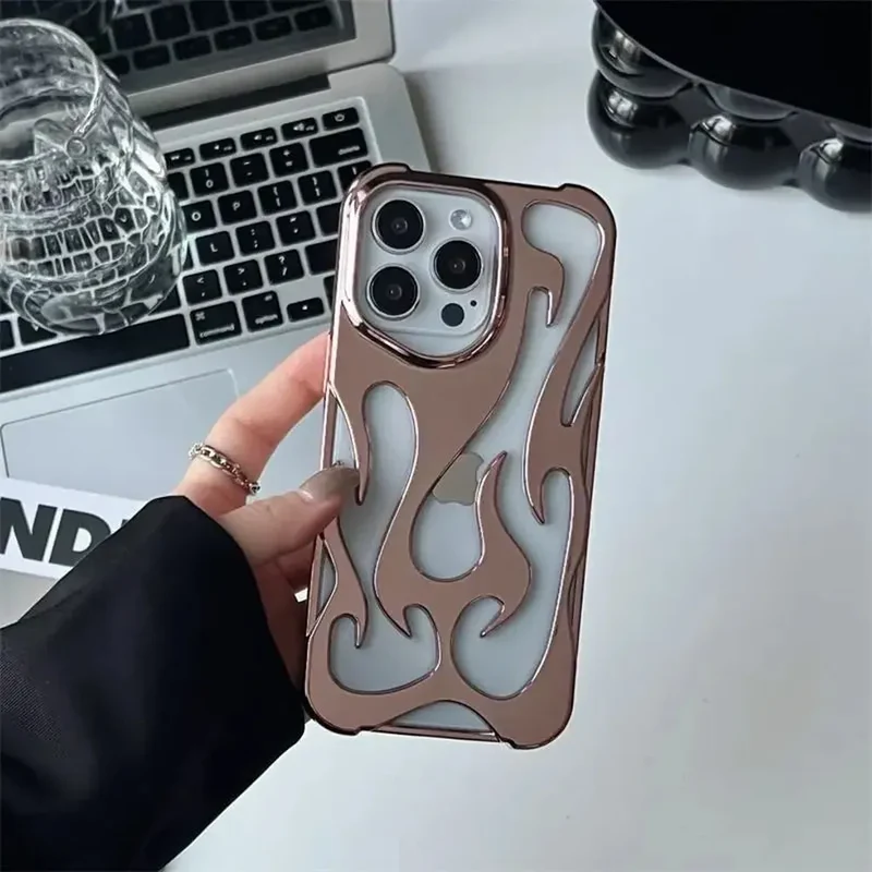 Geperforeerde Telefoonhoes iPhone met Vlammendesign Warmteafvoer Mat of Glanzend Afwerking Beschermhoes | Sansoti