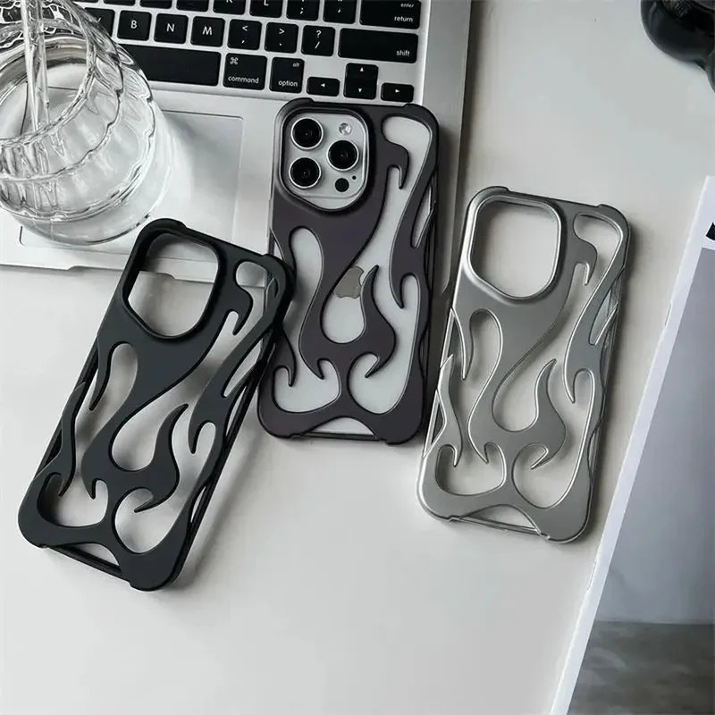Geperforeerde Telefoonhoes iPhone met Vlammendesign Warmteafvoer Mat of Glanzend Afwerking Beschermhoes | Sansoti