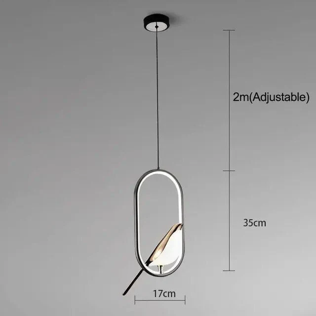 Hanglamp met Gouden Vogelsculptuur en LED-Verlichting voor Woonkamer Eetkamer Hal Slaapkamer Modern Design | Sansoti
