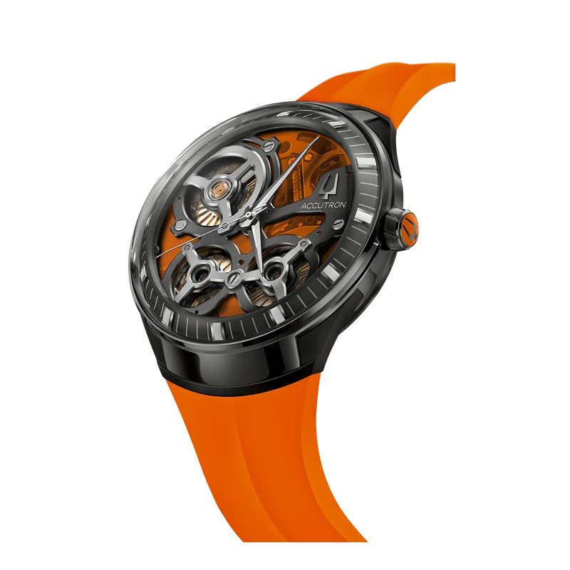 Bulova Accutron DNA Casino 28A205 Herrenuhr Orange • Saphirglas • Limitierte Edition