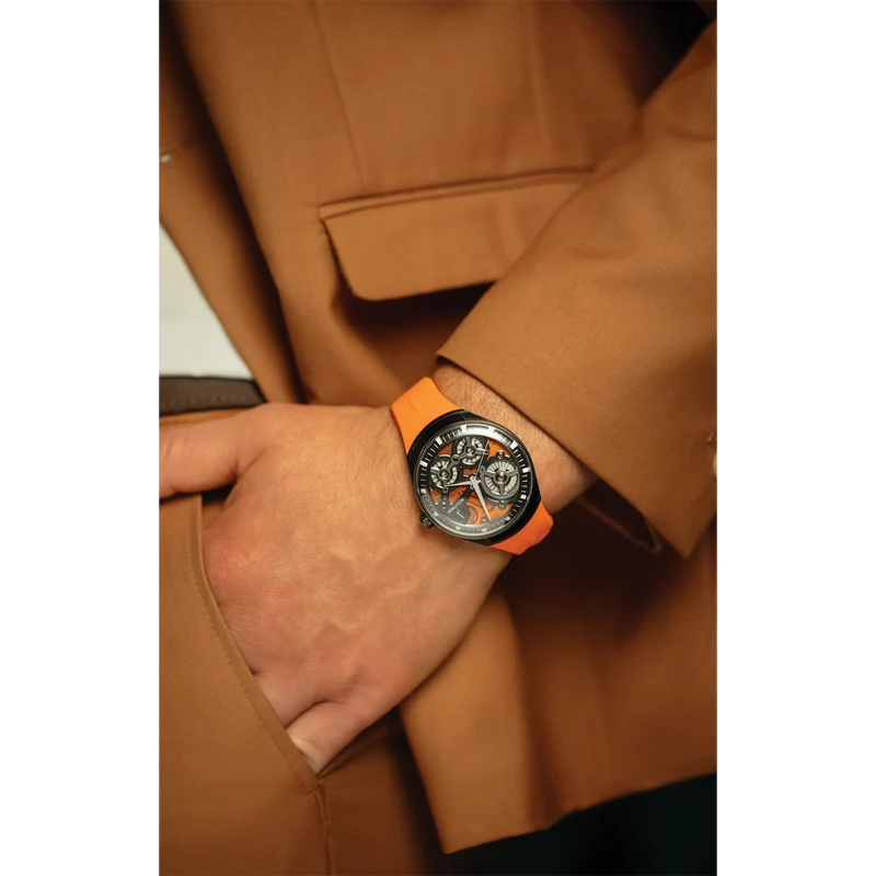 Bulova Accutron DNA Casino 28A205 Herrenuhr Orange • Saphirglas • Limitierte Edition