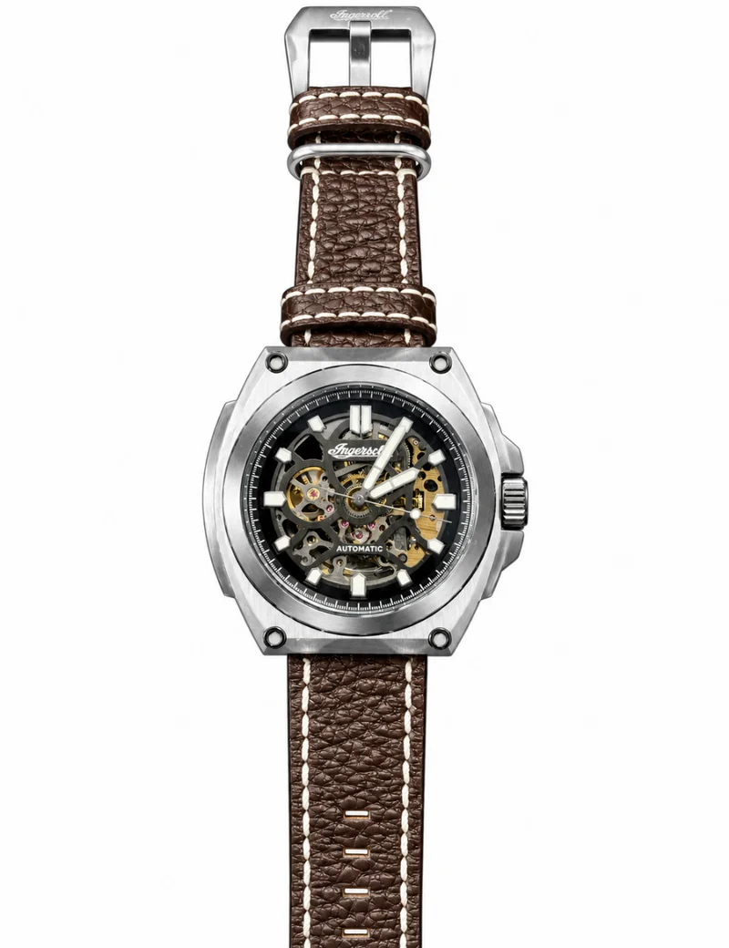 Ingersoll The Motion I11702B Herren Automatik • Schwarzes Lederarmband • Mineralglas