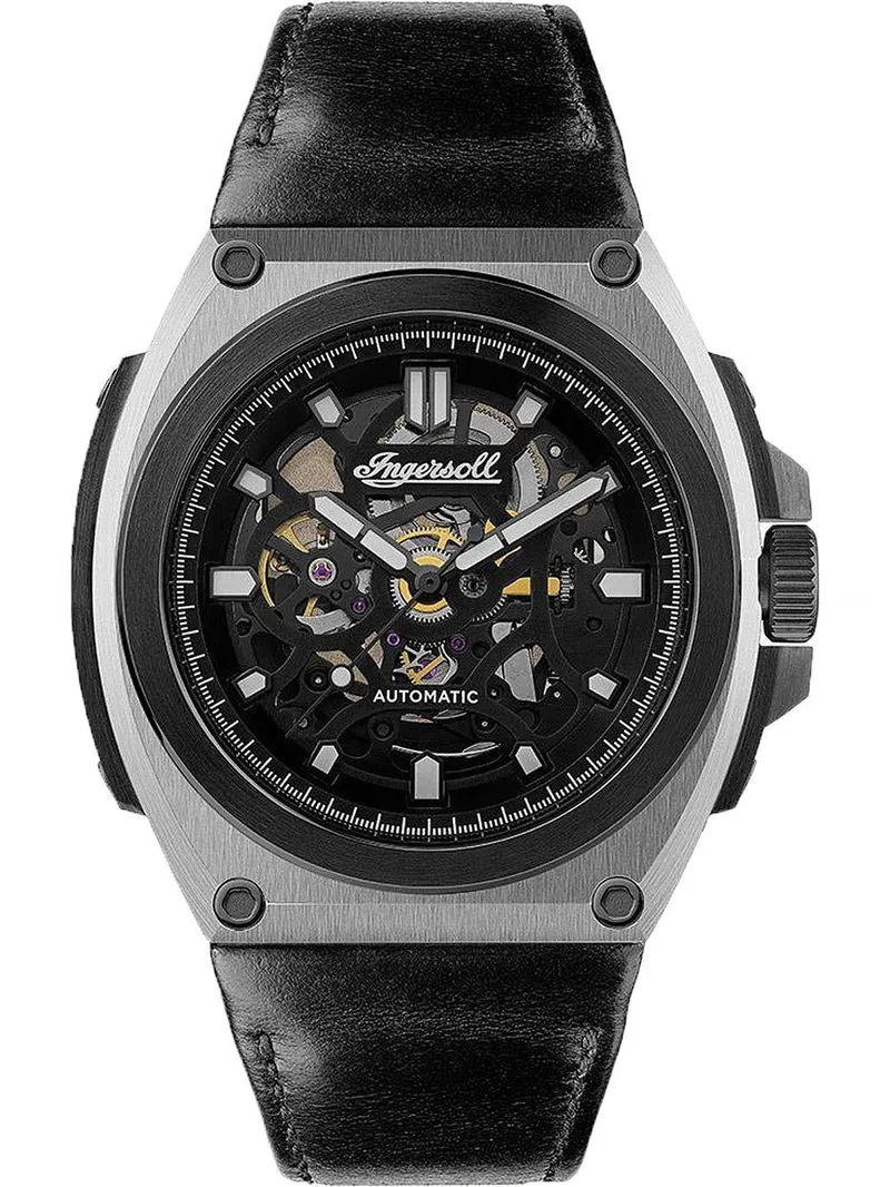 Ingersoll The Motion I11702B Herren Automatik • Schwarzes Lederarmband • Mineralglas