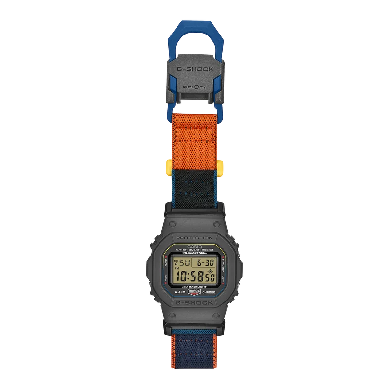 Casio DW-5600MNC-8A2ER G-Shock Origin Armbanduhr Anthrazit/Blau • FIDLOCK® Magnetschließe • Biobasiertes Resin