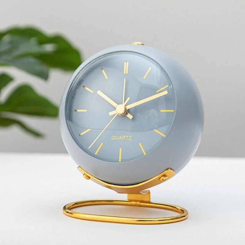 Runder Vintage Wecker in Blau