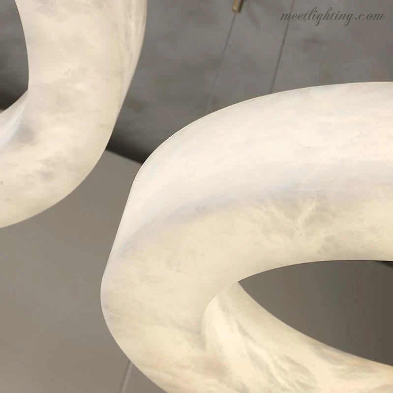 Ronde Kroonluchter Albast met Geïntegreerde LED Verlichting Messing Brons 50-152cm Eethoek Woonkamer Eettafel | Sansoti