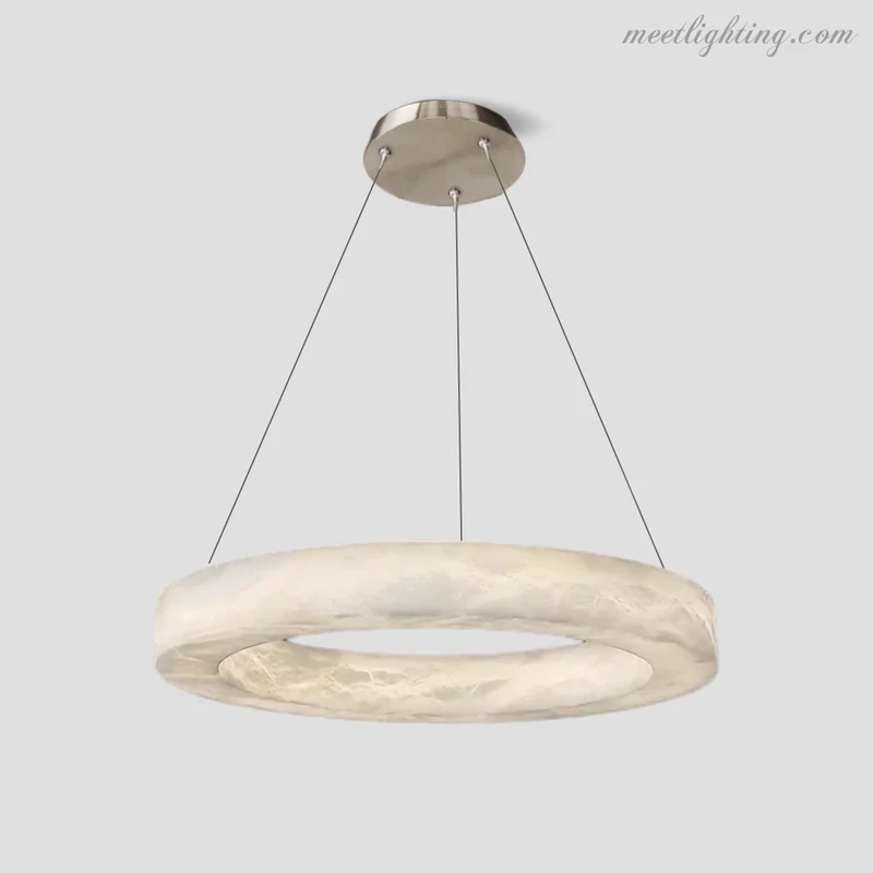 Ronde Kroonluchter Albast met Geïntegreerde LED Verlichting Messing Brons 50-152cm Eethoek Woonkamer Eettafel | Sansoti