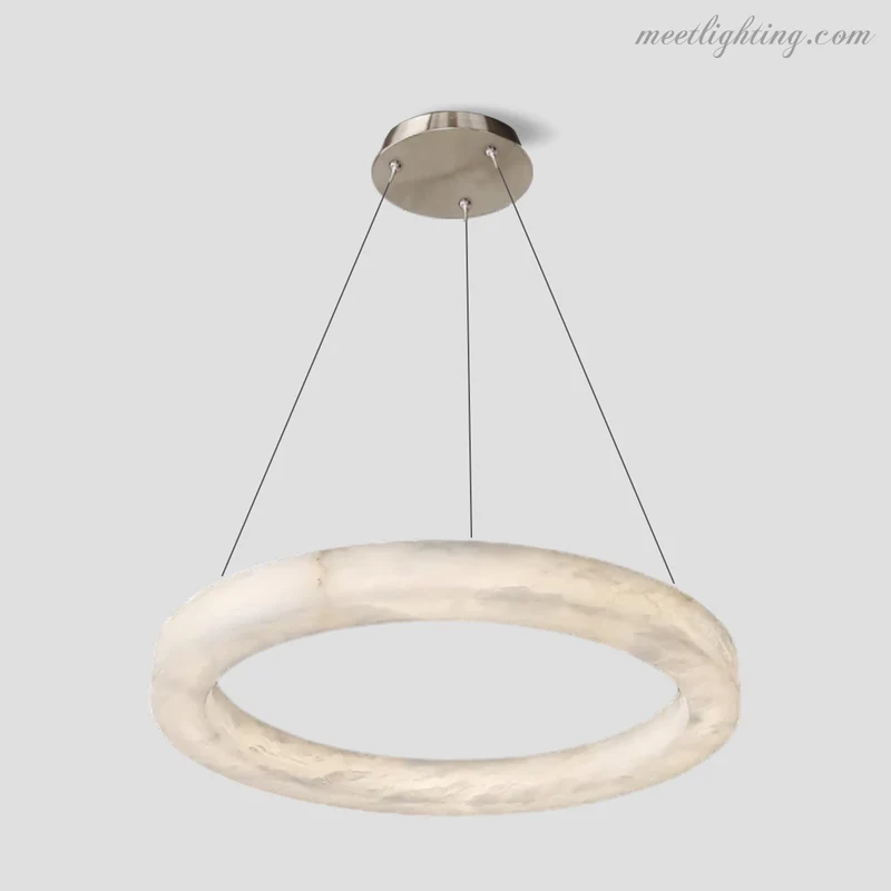 Ronde Kroonluchter Albast met Geïntegreerde LED Verlichting Messing Brons 50-152cm Eethoek Woonkamer Eettafel | Sansoti
