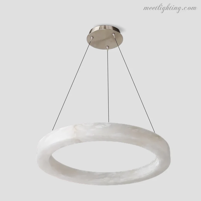 Ronde Kroonluchter Albast met Geïntegreerde LED Verlichting Messing Brons 50-152cm Eethoek Woonkamer Eettafel | Sansoti