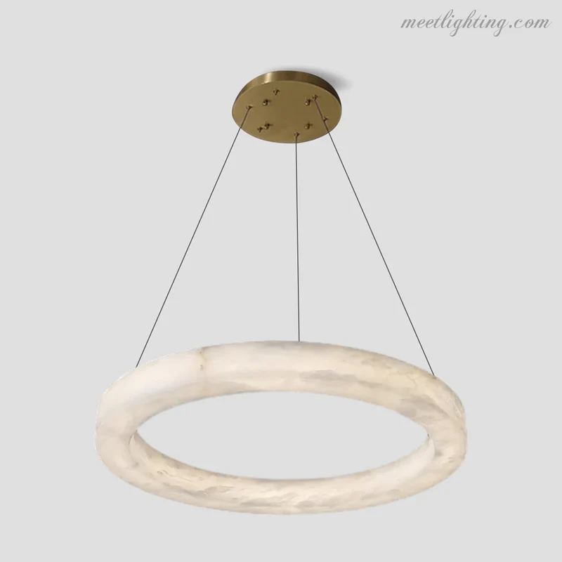 Ronde Kroonluchter Albast met Geïntegreerde LED Verlichting Messing Brons 50-152cm Eethoek Woonkamer Eettafel | Sansoti