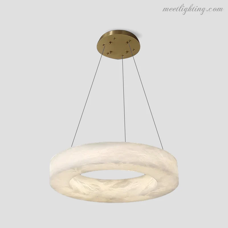 Ronde Kroonluchter Albast met Geïntegreerde LED Verlichting Messing Brons 50-152cm Eethoek Woonkamer Eettafel | Sansoti