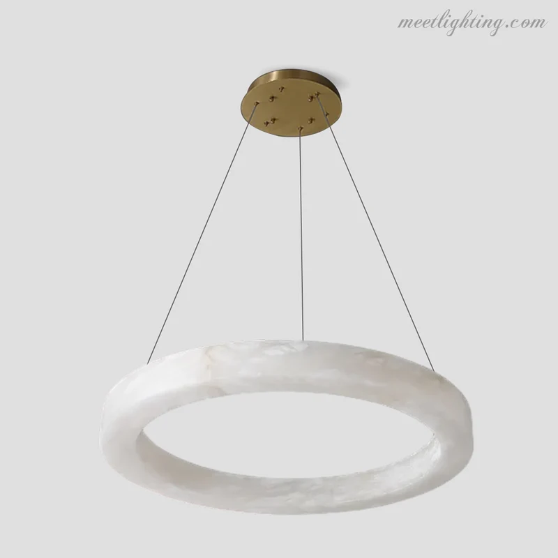 Ronde Kroonluchter Albast met Geïntegreerde LED Verlichting Messing Brons 50-152cm Eethoek Woonkamer Eettafel | Sansoti