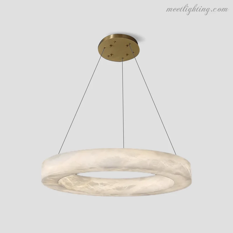 Ronde Kroonluchter Albast met Geïntegreerde LED Verlichting Messing Brons 50-152cm Eethoek Woonkamer Eettafel | Sansoti