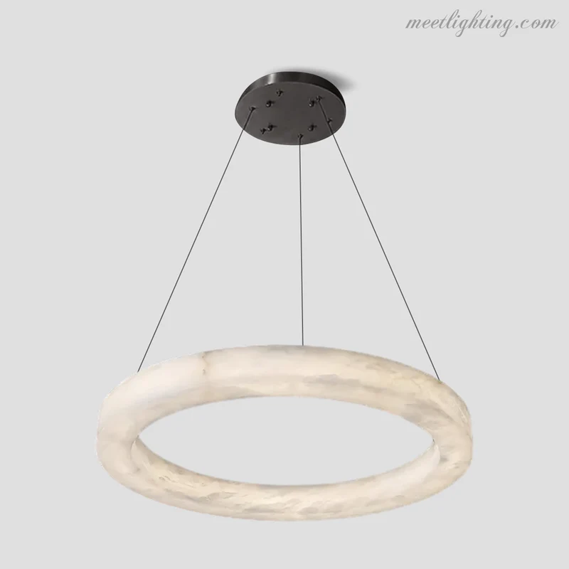 Ronde Kroonluchter Albast met Geïntegreerde LED Verlichting Messing Brons 50-152cm Eethoek Woonkamer Eettafel | Sansoti