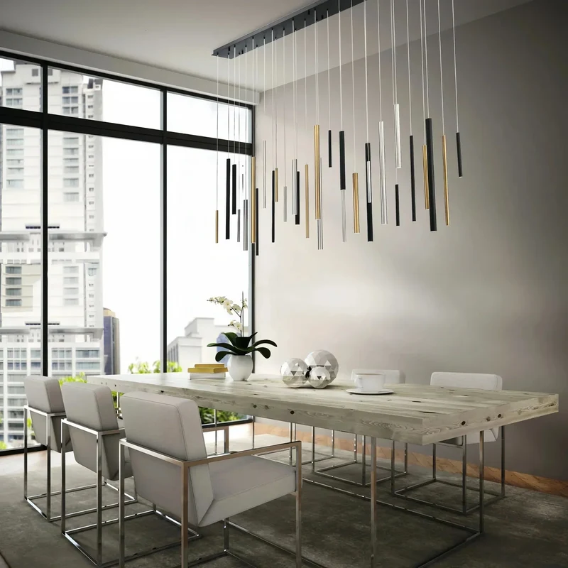 Moderne Lineaire Hanglamp met Verstelbare Aluminium Tubes en LED Spotverlichting voor Keukeneiland Eetkamer | Sansoti