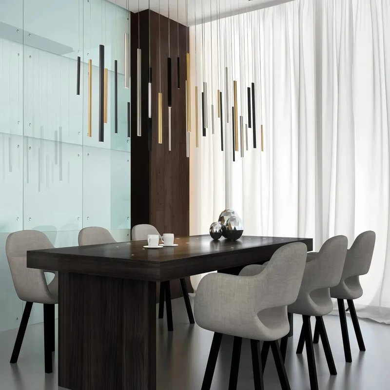 Moderne Lineaire Hanglamp met Verstelbare Aluminium Tubes en LED Spotverlichting voor Keukeneiland Eetkamer | Sansoti